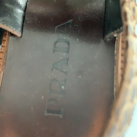 Prada Brown Snakeskin Leather Buckle Sandals - Picture 6 of 12